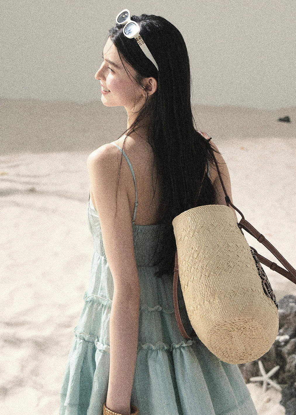 Women’s seafoam tiered mini dress for a seaside vacation