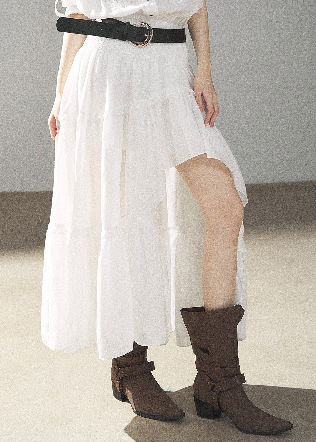 Soft academic-inspired white maxi shirt dress
