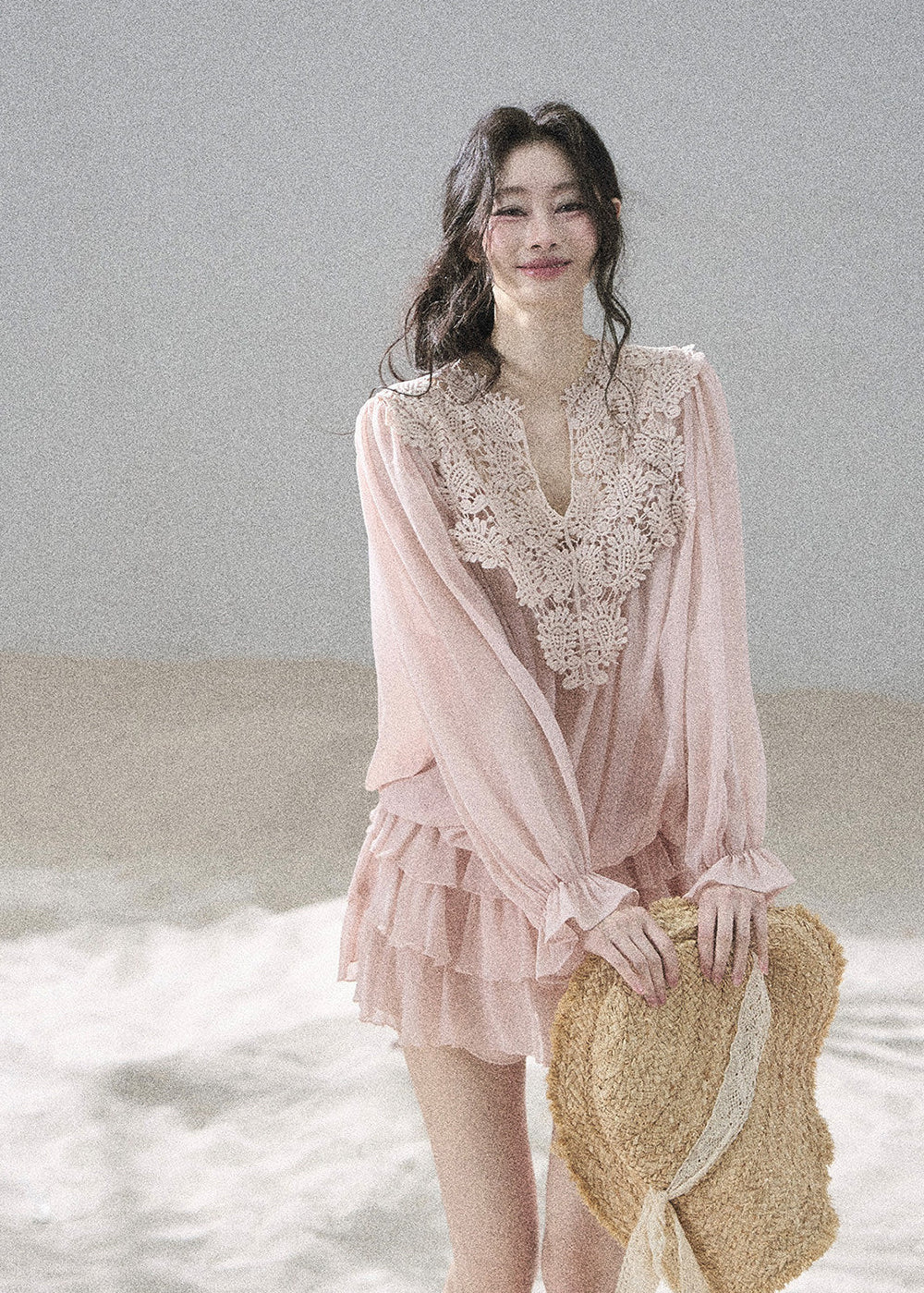 Women’s summer blouse and cascading ruffle mini skirt set