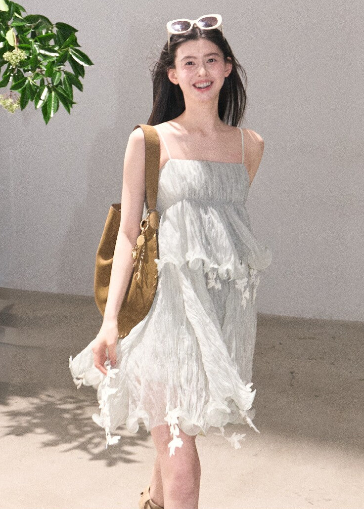 Long mint lace slip dress with delicate straps