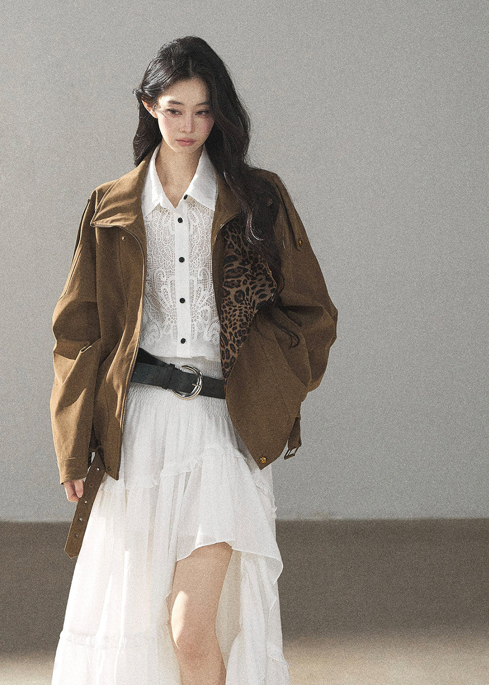 Soft academic-inspired white maxi shirt dress