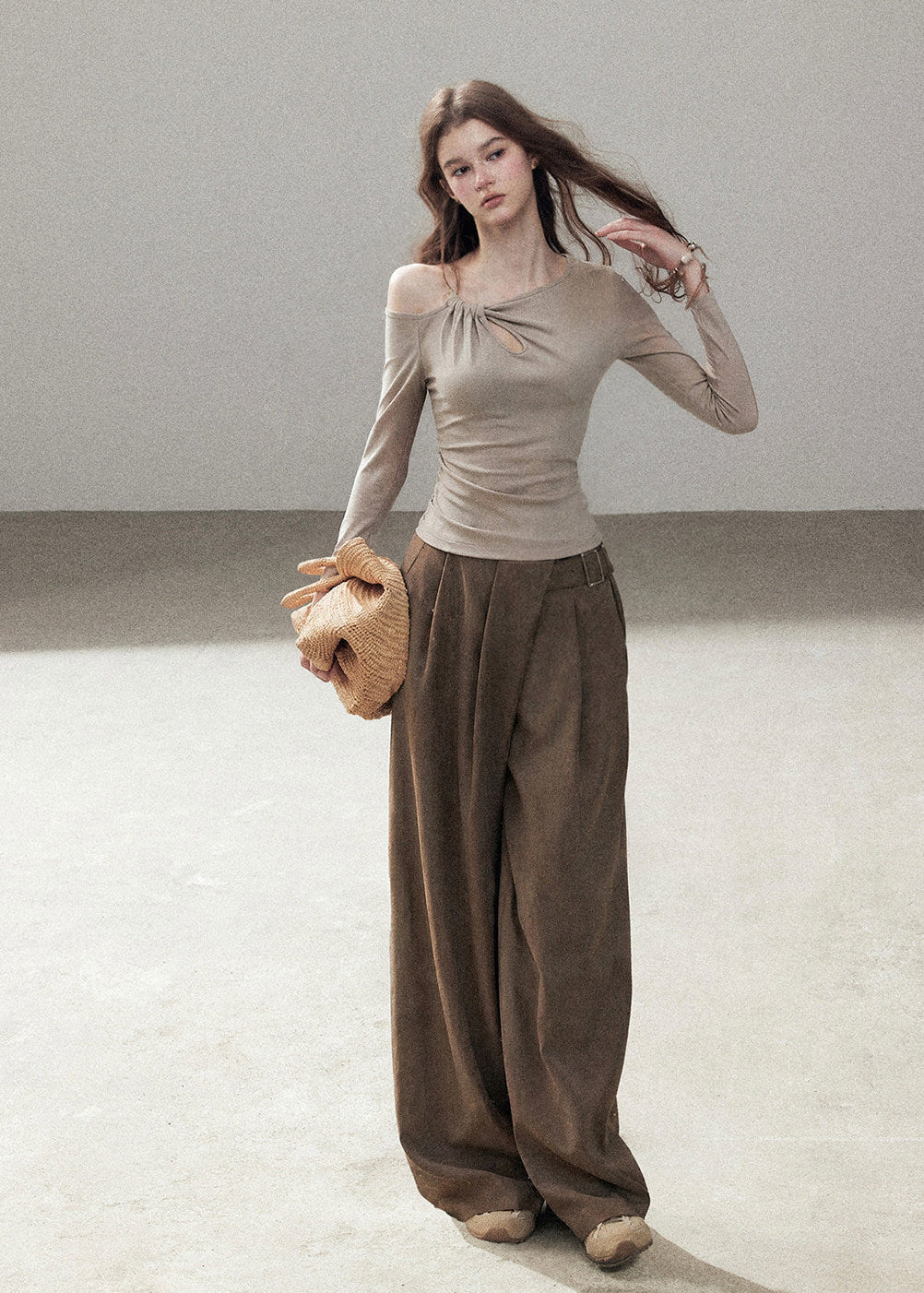 Feminine lyocell blend off-shoulder top