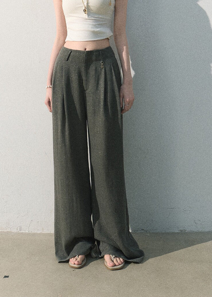 Linen blend summer trousers with soft drape and wide leg silhouette