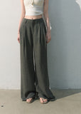 Linen blend summer trousers with soft drape and wide leg silhouette