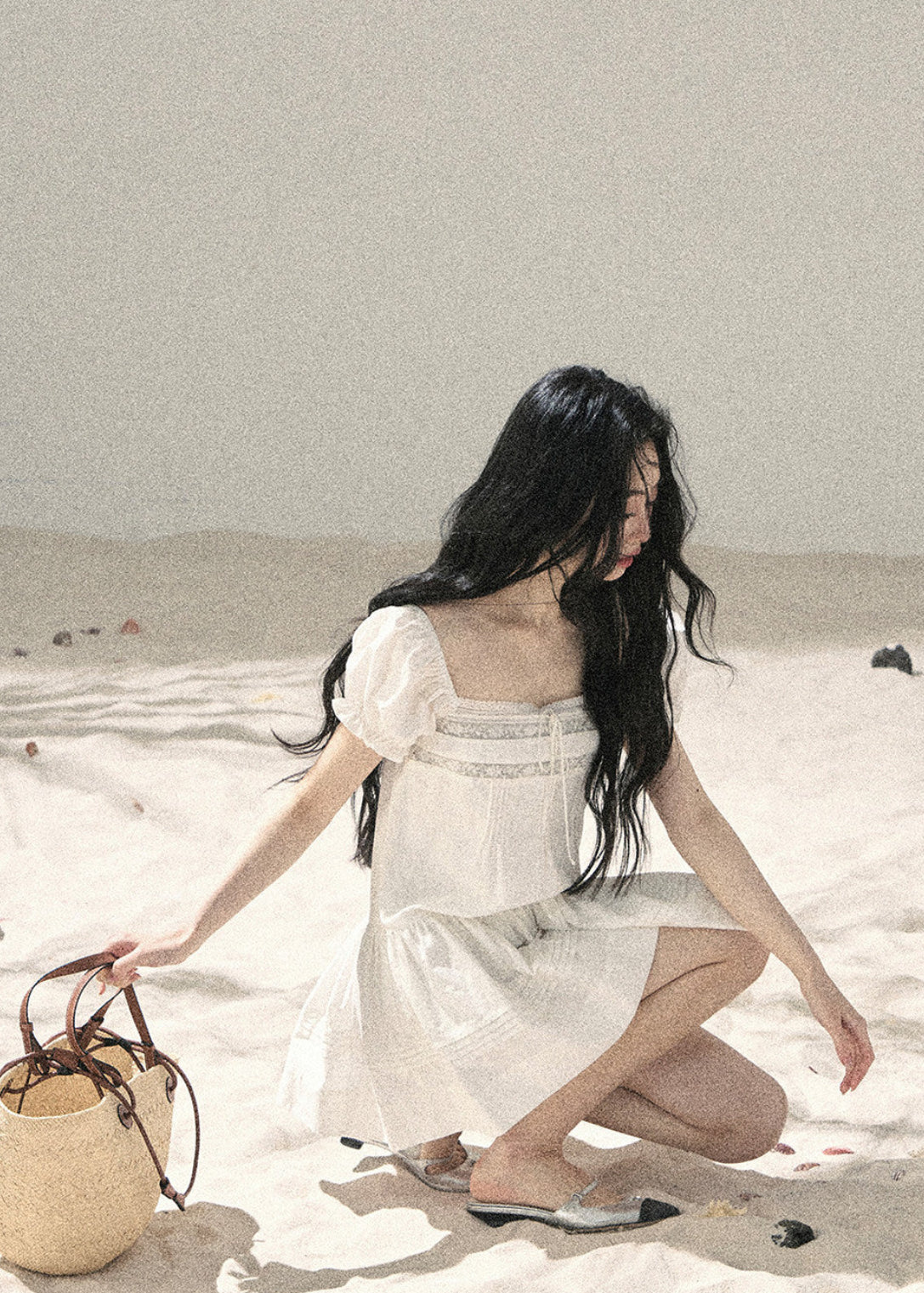 Lace-trim mini dress in a light summer style