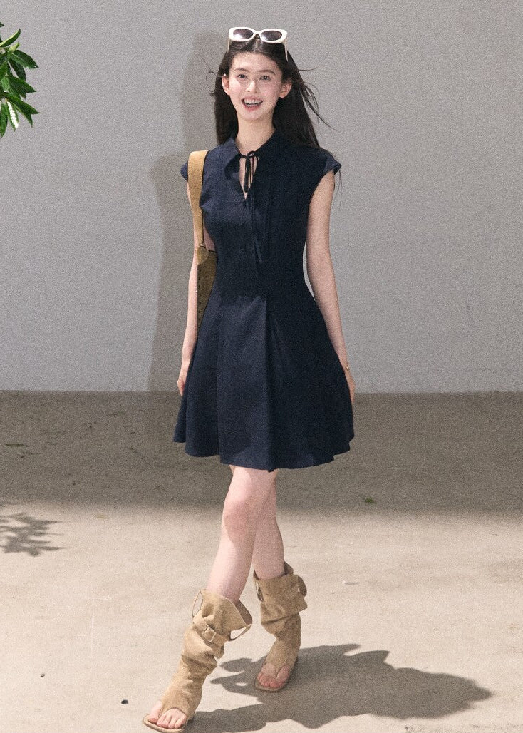 Refined navy shirt dress for women