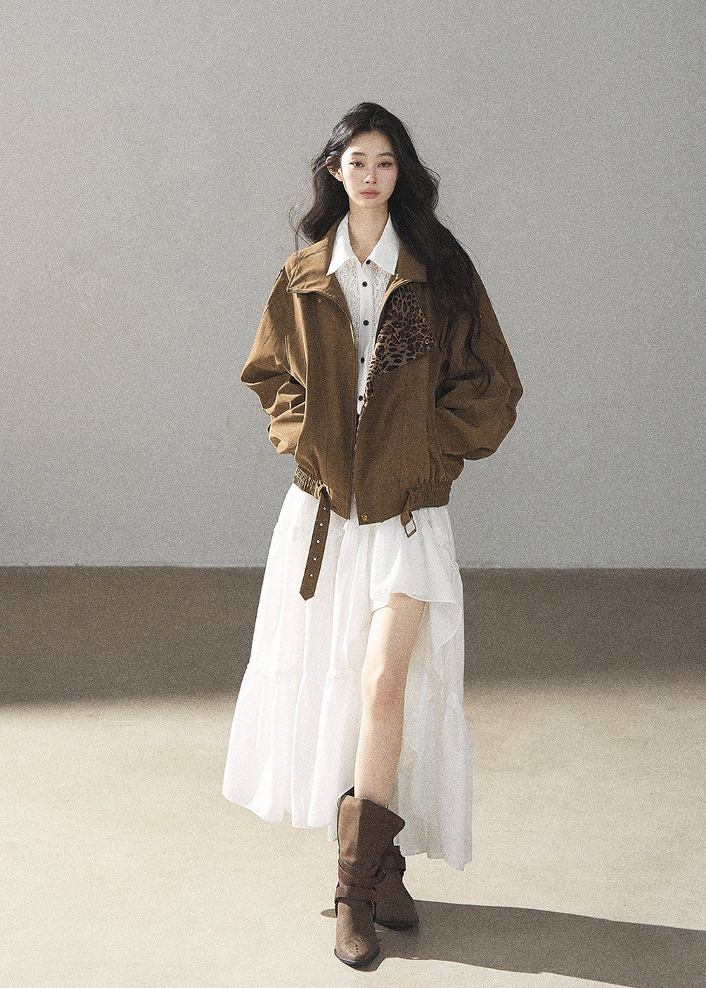 Soft academic-inspired white maxi shirt dress