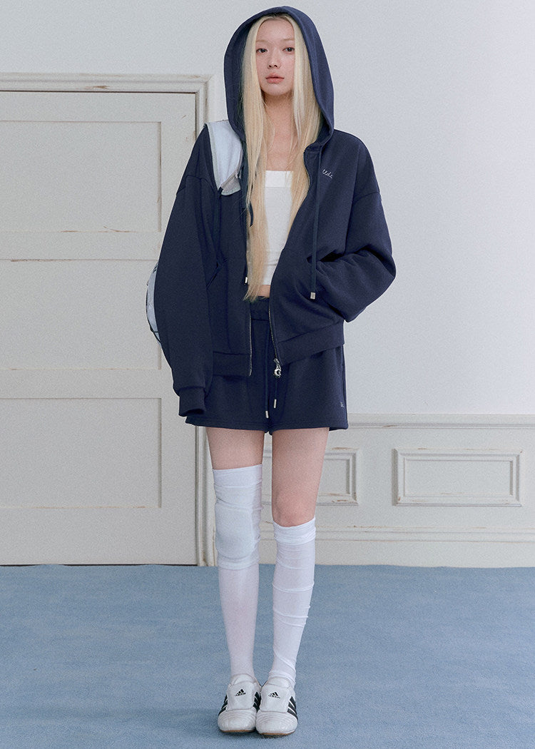 Navy oversized hoodie and relaxed sweatpants matching set for women