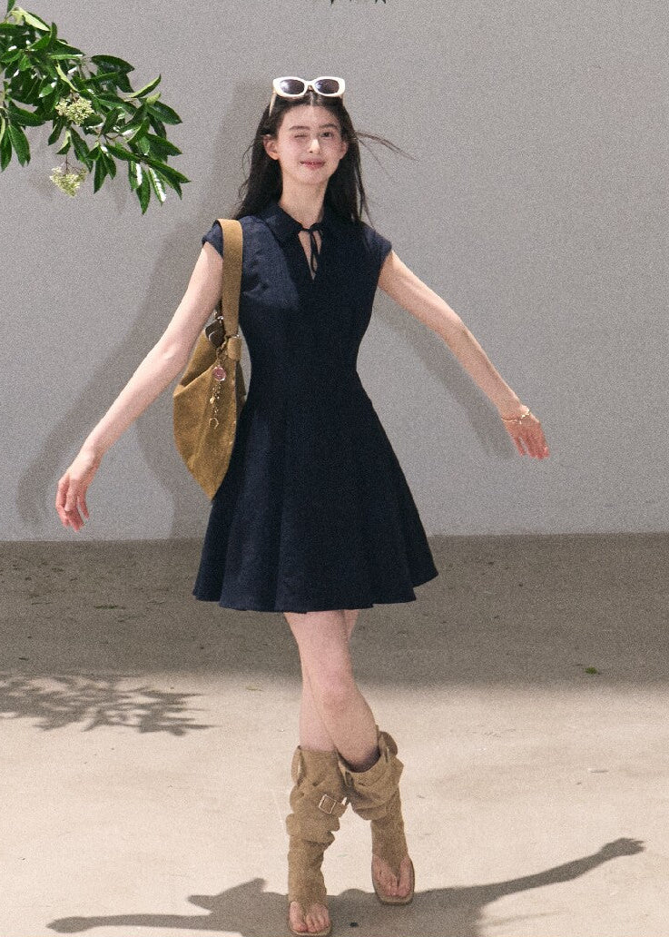 Refined navy shirt dress for women