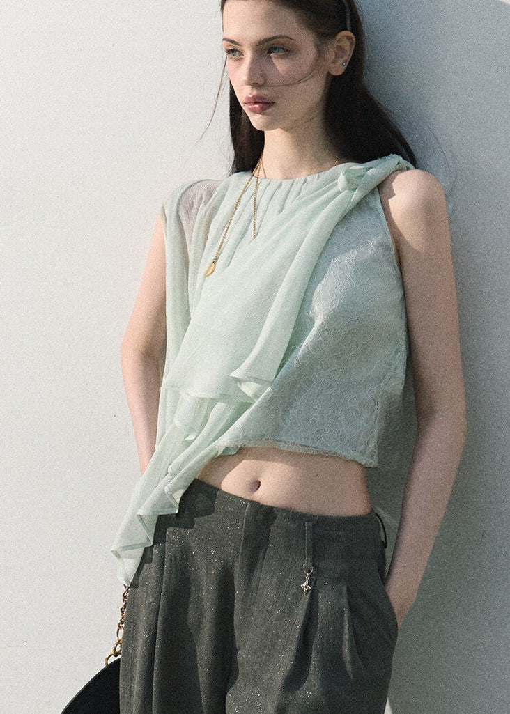 Linen blend summer trousers with soft drape and wide leg silhouette
