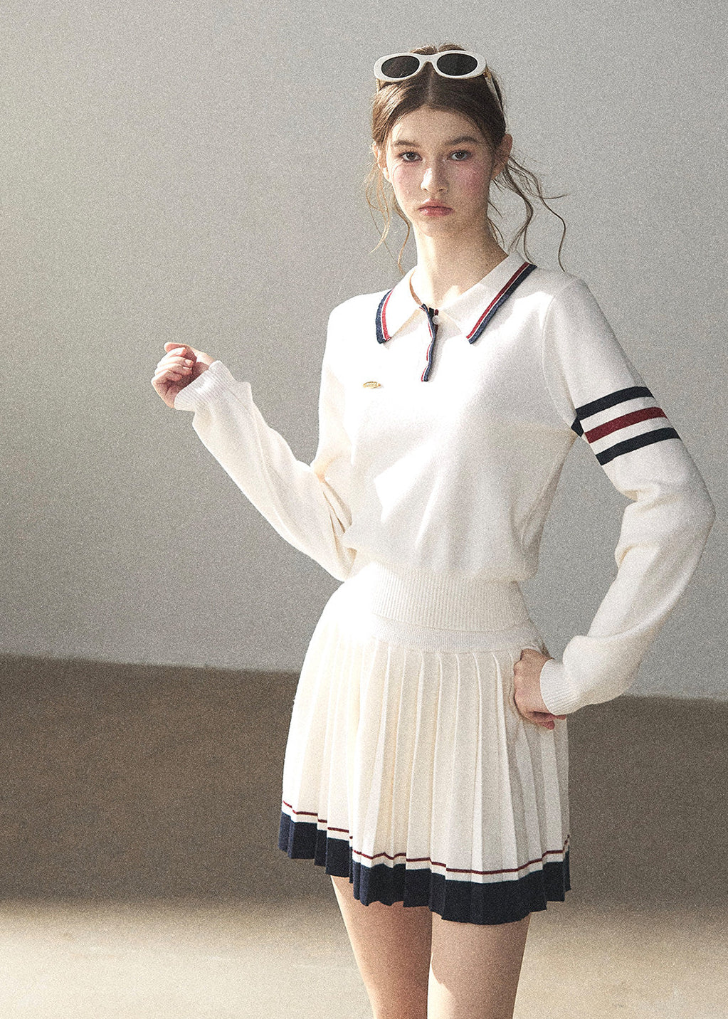 Classic Preppy Knit Skirt Set