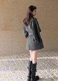 OAKMOO scarf collar wool wrap coat in brown – women's Korean fashion