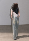 Metallic gradient denim pants in a relaxed fit