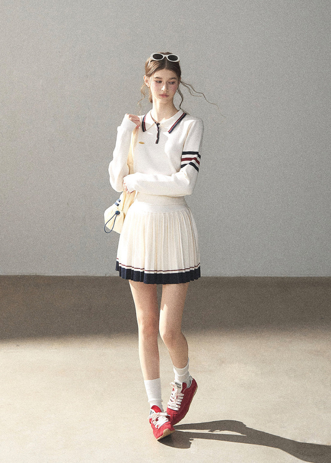 Classic Preppy Knit Skirt Set