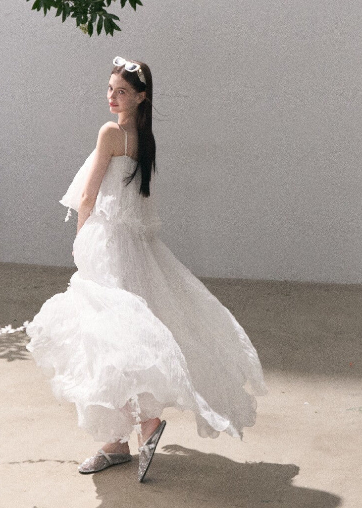 Lightweight lace dress with feminine layered detail